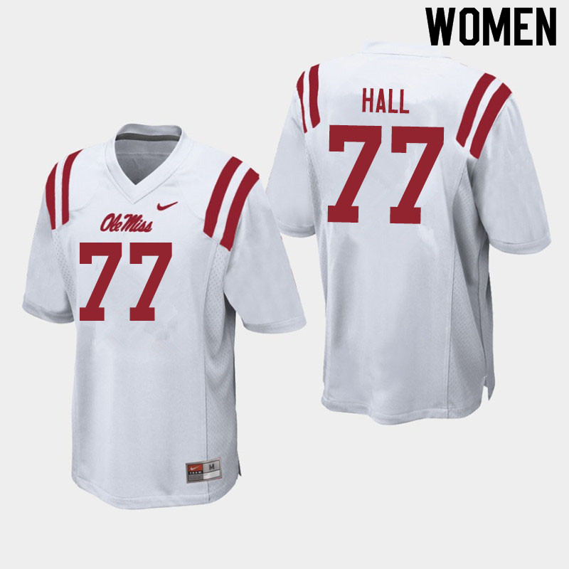 Hamilton Hall Ole Miss Rebels NCAA Women's White #77 Stitched Limited College Football Jersey QQT3858IP